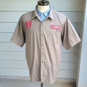 WEST COAST CHOPPERS x Jesse James Tan Red Cotton XL Button Up Short Sleeve Shirt